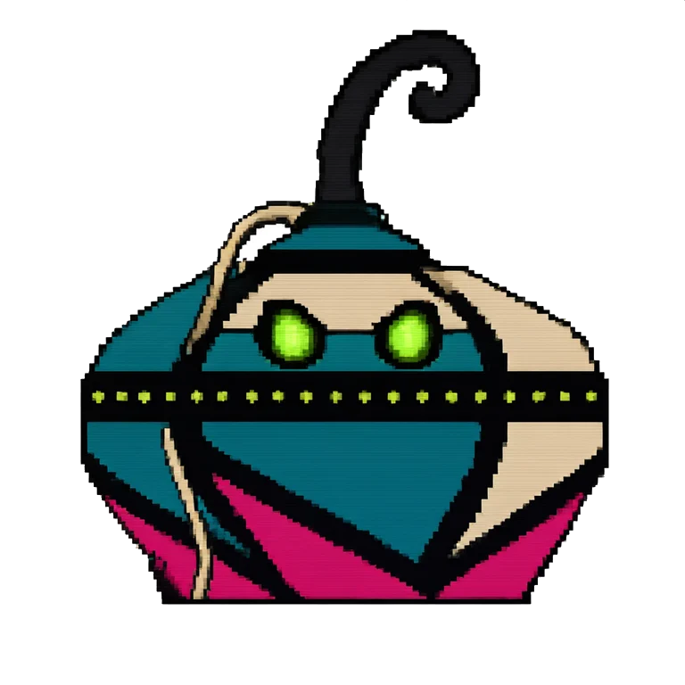 Modem Prime, a teal and cream modem with glowing green LED eyes